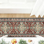 U'Artlines 3' x 16' Boho Hallway Runner Rug, Rust Non Slip Washable Vintage Farmhouse Accent Rug Carpet for Kitchen Entryway Laundry and Living Room (Rust＆Teal)