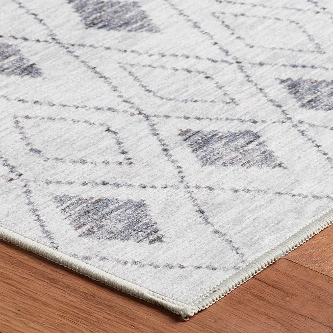Dash & Albert Chandler Ivory Machine Washable Rug, 7.5 X 9.5 Feet, Ivory Geometric Pattern - Premium Luxury Hotel Quality Soft Breathable Hypoallergenic Machine Washable Easy Care All Season