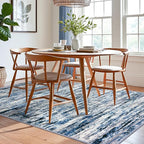 Modern Abstract 6x9 Machine Washable Living Room Rug Non-Slip Soft Bedroom Area Rug Grey Blue White Thin Print Faux Wool Floor Carpet Throw Rugs for Nursery Playroom Dining Room Indoor