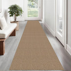 Braided Runner Rug 2x12 Ft Washable Runners for Hallways Non Slip Kitchen Runner Rug Cotton Extra Long Entryway Runner Indoor, Woven Carpet for Hall Entryway, Orange/Tan/Brown