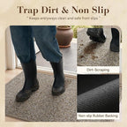 MontVoo Door Mat Indoor Entrance Doormat, Absorbent Durable Rubber Non Slip Front Door Mat for Inside Entry Entryway Dirt Trapper Welcome Mat, Grey Brown 24''x36''