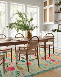 Area Rug 8x10, Washable Large Rugs for Living Room, Non Slip 0.27" Low Pile Vintage Floral Large Carpet for Bedroom, Dining Room, Kids Playroom (Green)