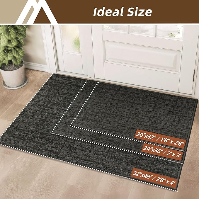 COSY HOMEER-Door-Mat Dirt Trapper Entryway Rugs 24"x36" Non Slip Washable Entrance Mats Absorbent Welcome Mat Low Profile Dog Door Mats for Front Back Doomats and Wet Shoes,Dark Grey