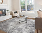 Square Area Rugs : Washable 8x8 Neutral Modern Abstract Carpet for Living Room Bedroom - Soft Floor Mat with Non Slip Backing for Kitchen Nursery Dorms Farmhouse Home Decor - Grey