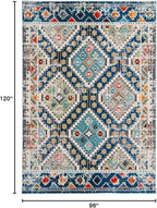 SAFAVIEH Area Rug 8x10 - Madison Collection - Large - Navy & Beige, Boho Diamond Distressed Design, Non-Shedding & Easy Cleaning, Ideal for Living Room, Bedroom, Office, Dining Space (MAD418M)