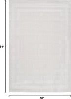 CAMILSON Micro Loop Rug 5x7 Modern Luxury Bordered Area Rugs Soft High and Low Pile Stain Resistant Easy-Cleaning Non-Shedding for Living Room Office Indoor Carpet (5 x 7 / White)