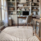 Rugshop Beige and Brown Geometric Area Rug – Soft Abstract Line Pattern Carpet for Living Room, Bedroom, or Office – Contemporary Neutral Decor Accent 5' x 7' Beige