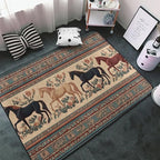 Horse Western Boho Ethnic Style Area Rug Washable Outdoor Rugs Anti-Slip Soft Carpet Entryway Indoor Door Mat for Bedroom,Living Room,Porch,Terrace and Entrance Decor 3'x 2'