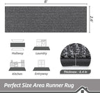 BEQHAUSE Hallway Runner Rugs 2.6x8, Hallway Rug Non-Slip Washable(Rolled-Up NO Creases), Runner Rug Absorbent Stain Resist Hall Rug Carpet Runner, Entryway Rugs Floor Mat Laundry Room Rugs, Charcoal