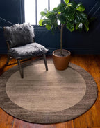 Rugs.com Angelica Collection Rug – 4 Ft Round Light Brown Medium-Pile Rug Perfect for Kitchens, Dining Rooms