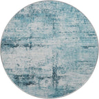 Round 5ft Area Rug Modern Abstract Washable for Living Room Entryway Dining Room Home Office Teal Gray