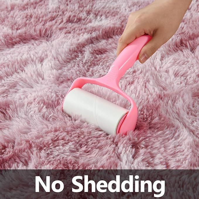Shag Area Rug, 4 X 6 Tie-Dyed Plush Fuzzy Rugs for Living Room, Ultra Soft Fluffy Furry Rug for Bedroom, Indoor Carpet Nursery Rugs for Kids Room Home Decor, Pink Purple