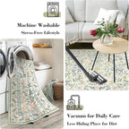 Wonnitar Boho Floral Washable Rugs 5x7, Soft Area Rugs for Bedroom, Ultra-Thin Non Slip Beige Area Carpets, Flower Print Decor Carpet for Living Room Nursery Dining Room Office