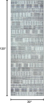 Bloom Rugs Washable Non-Slip 10 ft Runner - Gray Striped Runner for Entryway, Hallway, Bathroom, and Kitchen - Exact Size: 2.5' x 10'