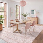 Lahome Pink Area Rugs 8x10,Washable Boho Living Room Rugs,Floral Large Area Rugs Non-Slip Soft Bedroom Rug 8x10 Under Bed Baby Girl Nursery Rug for Dining Room Table Office (Pink,8'X10')