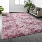 Shag Area Rug, 4 X 6 Tie-Dyed Plush Fuzzy Rugs for Living Room, Ultra Soft Fluffy Furry Rug for Bedroom, Indoor Carpet Nursery Rugs for Kids Room Home Decor, Pink Purple