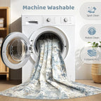 5x8 Area Rug Washable Rugs: Large Abstract Modern Soft Stain Resistant Indoor Floor Non-Slip Accent Carpet for Living Room Bedroom Nursery Playroom Dining Room Office Dorm Home House- Light Blue