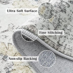 jinchan Kalen Area Rug 3x5 Washable Entryway Rug Soft Door Mat Vintage Indoor Entrance Thin Retro Distressed Carpet Grey Floral Country Boho Non Slip Doormat Bathroom Kitchen Bedroom