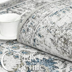 jinchan Kalen Area Rug 4x6 Washable Bedroom Rug Vintage Indoor Thin Floor Cover Retro Distressed Floral Country Boho Lightweight Non Slip Carpet for Kitchen Living Room Dining Room Office Blue