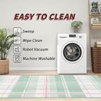 Plaid Large Area Rug - 7x10 Rug - Mint Green Tartan Gingham Rugs for Living Room Non Slip Low Pile Machine Washable Area Rugs, Plaid Carpets Home Decor & Gifts