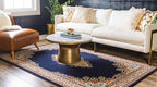 Unique Loom Reza Collection Traditional Persian Style Area Rug, 9 x 12 ft, Navy Blue/Ivory