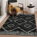 Area Rug 3x5 Rug Machine Washable Non-Slip Low Pile Print Pattern Western Rug for Living Room Bedroom Entryway Tribal Series-Black