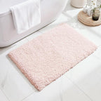 Bathroom Rug 20x32 Non Slip Fluffy Pink Bath Mat for Bathroom Floor Washable Plush Luxury Bath Rug for Tub Soft Shaggy Absorbent Shower Sink Mat