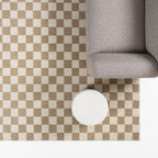 Revival Rugs Gambit 6'7"x9' Checkered Rug Washable Area Rug for Living Room Bedroom - 100% Recycled Oeko-TEX Certified, Medium Pile, Camel, Beige