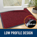 OLANLY Front Door Mat Indoor Outdoor Entrance, Waterproof Heavy Duty Doormat, Fade Resistant, Low Profile, Easy Clean Patio Porch Welcome Floor Mats for Entry, 47x23, Wine Red