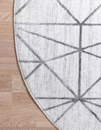 Rugs.com Lattice Trellis Collection Rug – 3 Ft Round White Low-Pile Rug Perfect for Kitchens, Dining Rooms