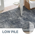 Bavni 8x10 Area Rugs Machine Washable Rug for Living Room, Modern Printed Rug Indoor Soft Area Rug for Bedroom Dining Room, Ultra-Thin Low Pile Carpet with Non Slip Rubber Backing, Dark Gray