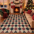 Lahome Checkered Rugs for Living Room, 8x10 Indoor Outdoor Rug Dining Room Office Carpet, Checkerboard Black and Red Washable Non Slip Floor Carpet for Patio Classroom Backyard