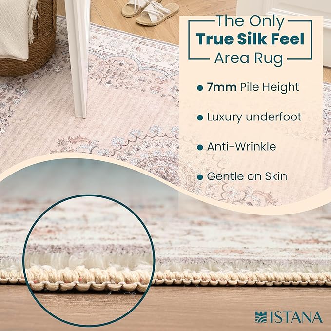 Istana Bedroom Rugs 9x12 - Beige Area Rugs - Foldable Big Rugs for Living Room - Stain Resistant 9 X 12 Rug - Eco-Friendly 9 X 12 Outdoor Rug - Easy to Clean Dining Room Rug 9x12