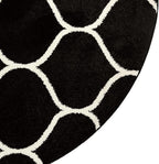 Rugs.com Lattice Frieze Collection Rug – 8' Round Black Medium Rug Perfect for Kitchens, Dining Rooms