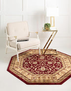 Unique Loom Voyage Collection Traditional Oriental Classic Intricate Design Area Rug (5' 0 x 5' 0 Octagonal, Red/Gold)