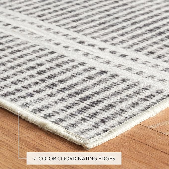 Dash and Albert Malta Grey Machine Washable Area Rug - 2.5' x 8' Runner Grey Stripe Washable Accent Rug - Durable, High Traffic Areas Kitchen, Mudroom, Hallways