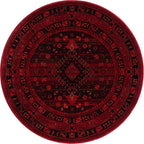 Unique Loom Tekke Collection Area Rug - Sheibani (3' 3" Round, Red/ Black)