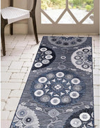 CAMILSON Runner Outdoor Rugs Oriental Retro Traditional Floral Medallion Area Rug 2x10 Non-Shedding Stain Resistant Indoor Carpet for Bathroom Hallway Kitchen Office (2 x 10 / Navy Blue)