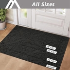 COSY HOMEER Door Mat 36”x60”,Absorbent Dirt Trapper Entryway Rugs,Non-Slip Welcome Mat,Washable Entry Rugs,Low Pile Doormat for Front Back Door,Wet Shoes & Paws,Black