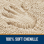 OLANLY Toilet Rugs U-Shaped 20x20, Extra Soft Absorbent Chenille Contour Bathroom Rugs for Toilet, Dry Quickly, Machine Washable, Non-Slip Bath Mat, Beige
