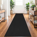 Braided Runner Rug 2x10 Ft Washable Runners for Hallways Non Slip Rubber Backed Kitchen Runners Cotton Long Entryway Runner Indoor, Woven Carpet for Hall Kitchen Entryway, Black/Grey
