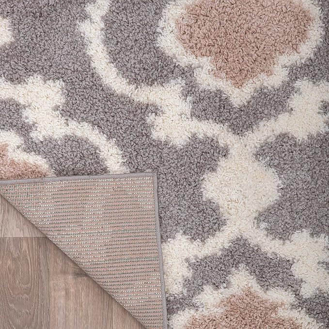 Rugshop Cozy Moroccan Trellis Gray/Cream 7'10" X 10' Indoor Shag Area Rug
