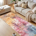 Washable Abstract Runner Rug, 2x6 Modern Area Rugs with Non-Slip Rubber Backed for Kitchen, Thin but Soft Contemporary Carpet Bedroom Entryway Hallway Decor, Galaxy