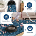 GarveeHome Floral Area Rug 4x6 Entryway Rug Low Pile Bedroom Blue Bow Rugs Non Slip Stain Resistant Dining Room Throw Carpet Small Living Room Butterfly Rugs Soft Boho Mats for Kitchen Nursery, 4x6