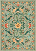 Moynesa Living Room Rug 5x7, Washable Modern Farmhouse Green Area Rugs for Bedroom Dining Room, Country Floral Bird Print Pattern Carpet, Aesthetic Home Decorations Open Floor Areas Protection