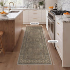 Bavni 2'6''x6 Rug Runners for Hallways, Washable Runner Rug Non Slip, Vintage Floral Print Style Rugs for Bedroom-Lightweight Low Pile Carpet for Hallways Bathroom, Brown