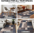 Rugshop Geometric Modern Boxes Design Non-Slip (Non-Skid) Carpet for Hallway,Kitchen,Entryway Runner Rug 2'7" x 10' Blue