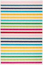 Dash & Albert Rainbow Stripe Multi Machine Washable Rug, 7.5 X 9.5 Feet, Multicolored Stripe Pattern