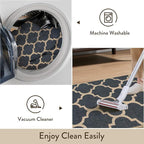 Lahome Moroccan 3x5 Outdoor Rug, Easy Jute Blue Washable Rug for Entryway Front Porch, Geometric Trellis Woven Non Slip Door Mat for Entrance, Thin Non Shedding Farmhouse Throw Rugs for Balcony