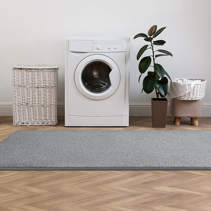 Runner Rug for Hallway, 2x8 Feet Non-Slip Washable Grey Long Area Rug Runners for Hallways Bedroom, Soft Modern Comfy Memory Foam Runner Rugs Indoor Carpet for Kitchen Entrance Living Room